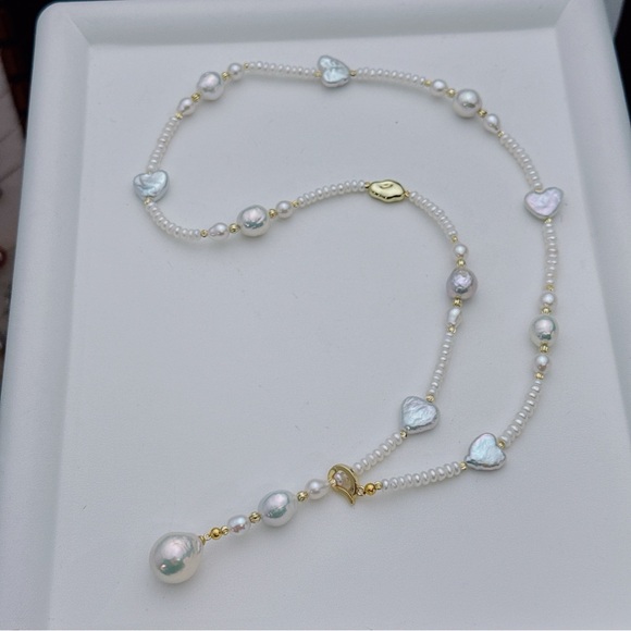 X728 Handmade Freshwater Baroque Pearl Long Sweater Necklace 22” Long - Picture 5 of 11